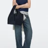 Sac cabas moyen en cuir refendu Sac cabas moyen en cuir refendu
