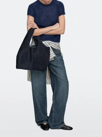 Sac cabas moyen en cuir refendu