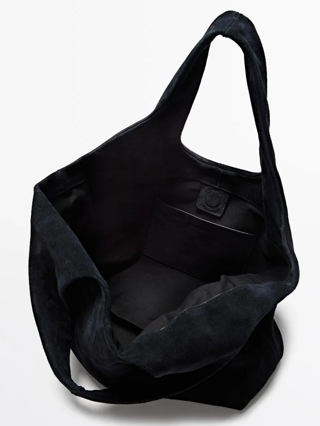 Sac cabas moyen en cuir refendu Sac cabas moyen en cuir refendu