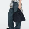 Sac cabas moyen en cuir refendu Sac cabas moyen en cuir refendu