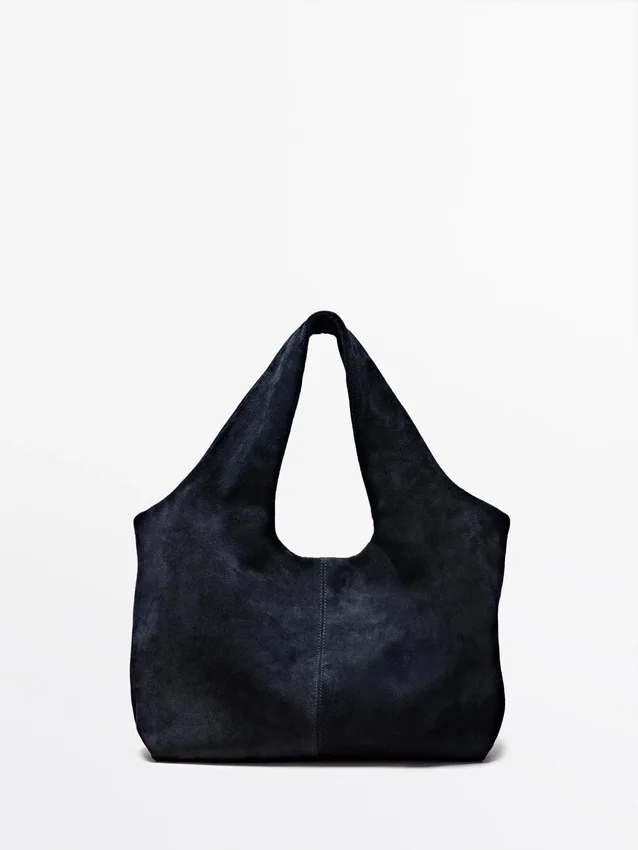 Sac cabas moyen en cuir refendu Sac cabas moyen en cuir refendu