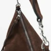 Sac demi-lune en cuir refendu