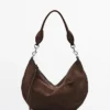 Sac demi-lune en cuir refendu
