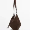 Sac demi-lune en cuir refendu