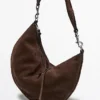 Sac demi-lune en cuir refendu