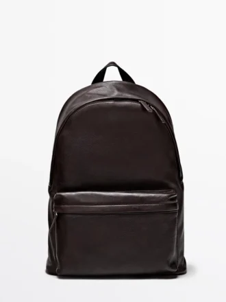 Sac à dos en cuir nappa avec fermeture à glissière
