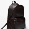 Sac à dos en cuir nappa avec fermeture à glissière Sac à dos en cuir nappa avec fermeture à glissière