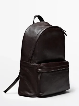 Sac à dos en cuir nappa avec fermeture à glissière