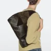 Sac en cuir suédé patchwork de taille moyenne Sac en cuir suédé patchwork de taille moyenne