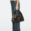 Sac en cuir suédé patchwork de taille moyenne Sac en cuir suédé patchwork de taille moyenne