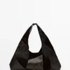 Sac en cuir suédé patchwork de taille moyenne Sac en cuir suédé patchwork de taille moyenne