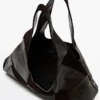 Sac en cuir suédé patchwork de taille moyenne Sac en cuir suédé patchwork de taille moyenne