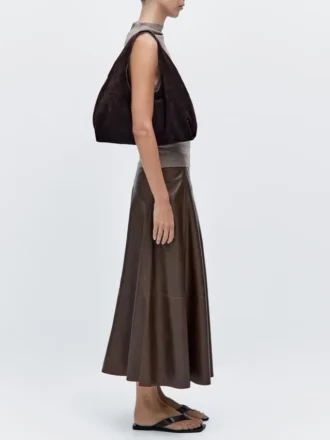 Sac à main moyen en cuir refendu