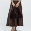 Sac à main moyen en cuir refendu Sac à main moyen en cuir refendu