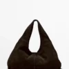 Sac à main moyen en cuir refendu Sac à main moyen en cuir refendu
