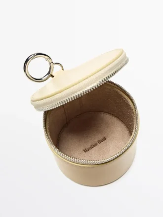Sac rond en cuir nappa avec strass