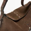 Sac seau en cuir suédé refendu