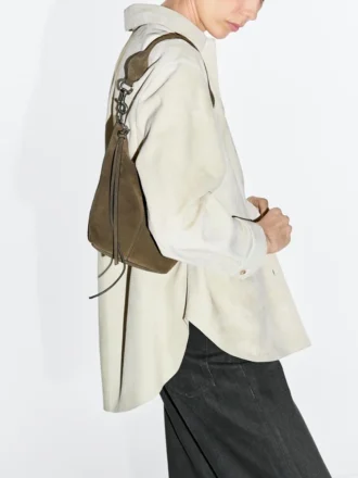 Sac seau en cuir suédé refendu