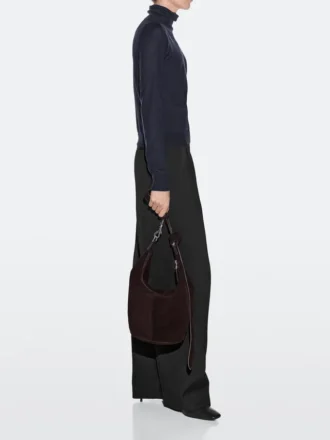 Sac seau en cuir suédé refendu