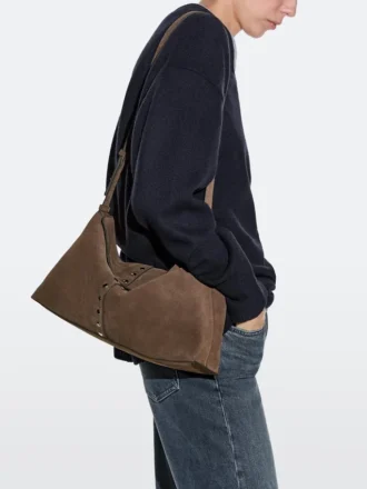 Sac seau en cuir suédé refendu