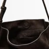 Sac seau en cuir suédé refendu