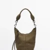 Sac seau en cuir suédé refendu