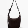 Sac seau en cuir suédé refendu