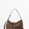 Sac seau en cuir suédé refendu