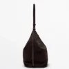 Sac seau en cuir suédé refendu