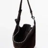 Sac seau en cuir suédé refendu