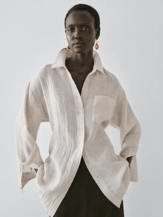 Surchemise 100 % lin en maille gaufrée