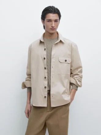 Surchemise en coton avec détails de poches Surchemise en coton avec détails de poches