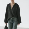Surchemise fluide en mélange de laine avec poche