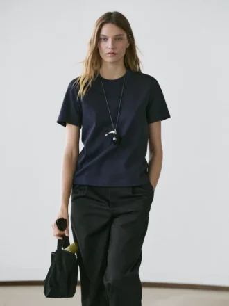 T-shirt à col rond en interlock 100 % coton