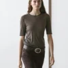 T-shirt en mélange de laine avec détails contrastés