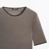 T-shirt en mélange de laine avec détails contrastés