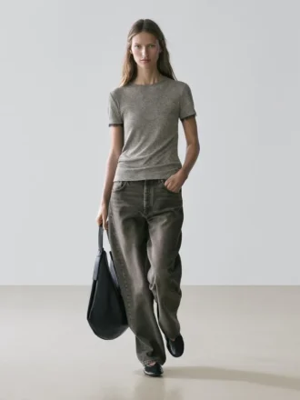 T-shirt en mélange de laine avec détails en dentelle
