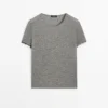 T-shirt en mélange de laine avec détails en dentelle