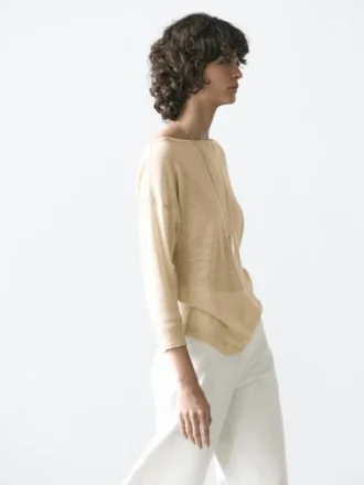 T-shirt léger en mélange de laine et de lin