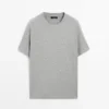 T-shirt à manches courtes en coton chiné T-shirt à manches courtes en coton chiné