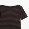 T-shirt à manches courtes et col bateau, rayé