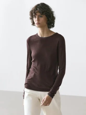 T-shirt à manches longues avec bordure double épaisseur