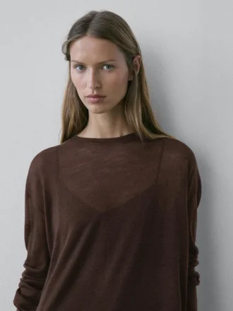 T-shirt à manches longues avec détails en dentelle