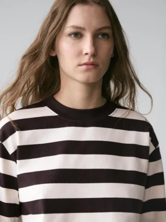 T-shirt à manches longues en coton rayé