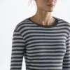 T-shirt à manches longues rayé en mélange de coton