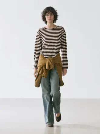 T-shirt oversize à manches longues rayé