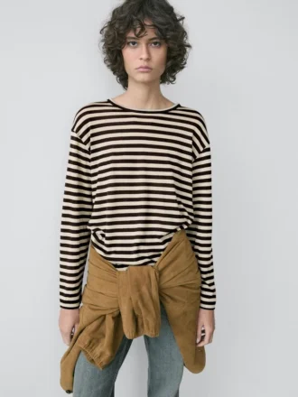 T-shirt oversize à manches longues rayé