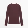 T-shirt semi-transparent 100 % coton avec col