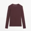 T-shirt semi-transparent 100 % coton avec col