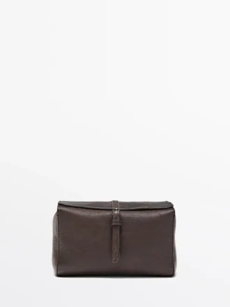 Trousse de toilette de voyage en cuir nappa
